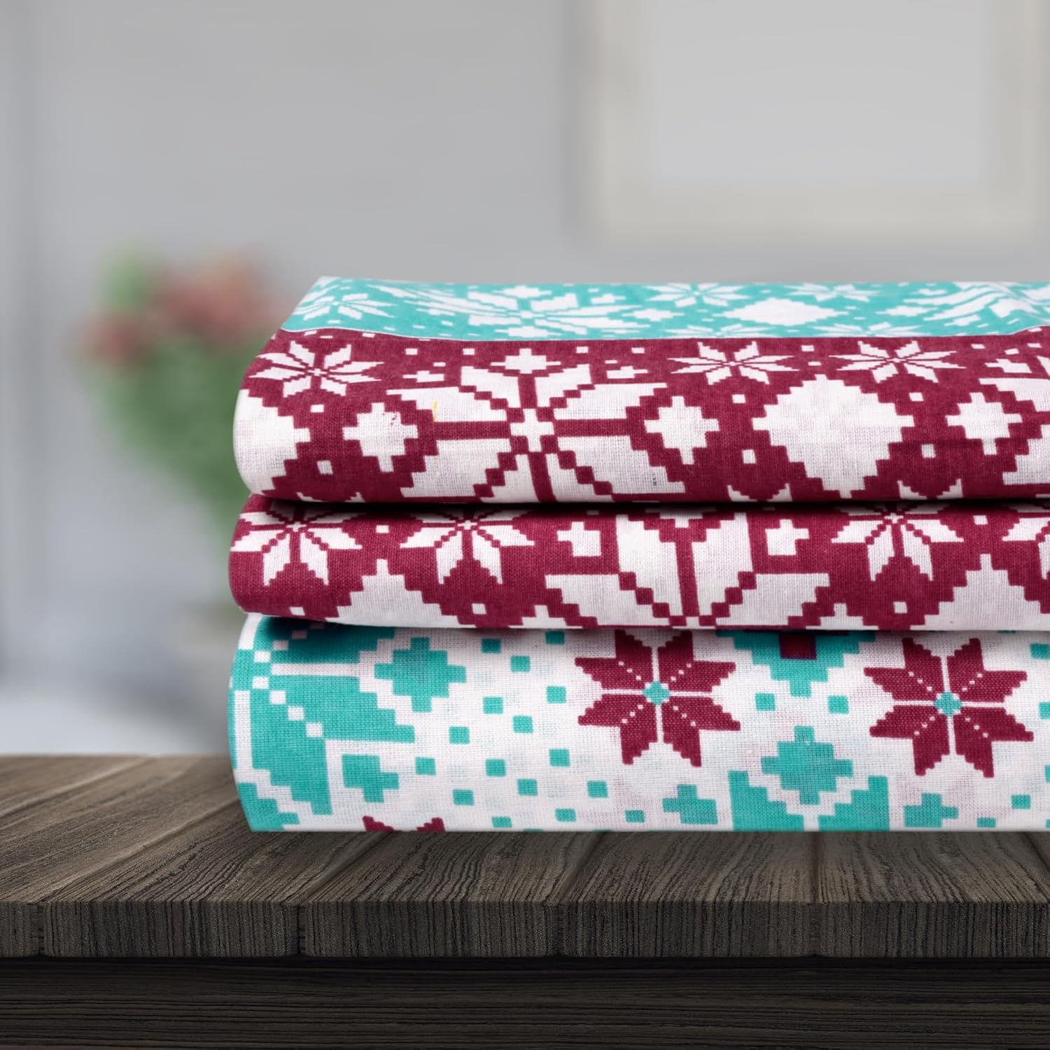 Bedsheet For Single Size Bed With 1 Pillow Cover - 57 X 87 Inches, Aqua & Red | Gifts For Wedding Or Anniversary, Surprise, Soft, Breathable, & Comfortable Bedsheet