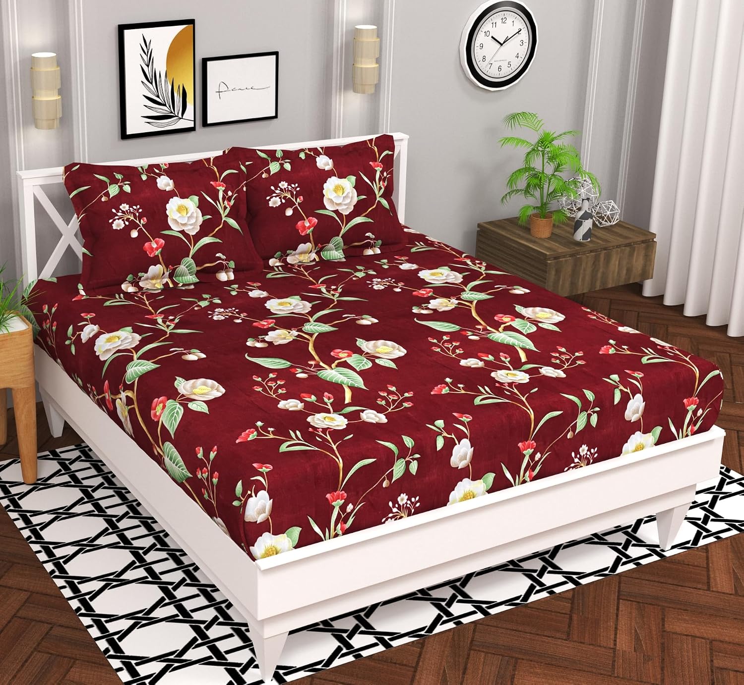4 Double Bed Bedsheets With 8 Pillow Covers - 86 X 90 Inches, Multicolor | Soft Brushed Microfiber - Long Lasting & Wrinkle Free | Soft & Luxury Bed Sheet