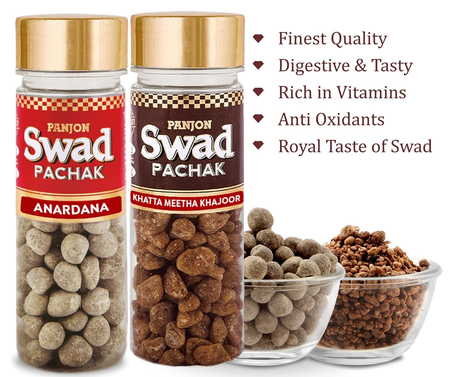 Panjon Swad Pachak Anardana & Khatta Mitha Khajoor 260gm, (130gm *2) Bottle
