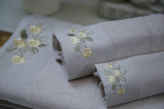 100% Bamboo Embroidery Bath, Hand & Face Towel Set 900 Gsm (Grey) - 3 Pcs
