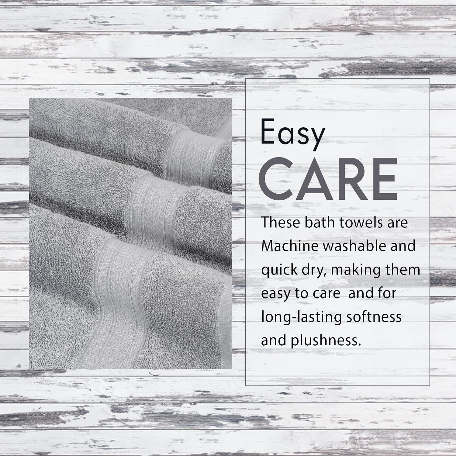 Ambra Linens Highly Absorbent Towels Set 500 Gsm | 100% Cotton Soft & Plush All Seasons Use Large Everyday Use, Durable (4 Pcs Hand Towel Set) Light Grey