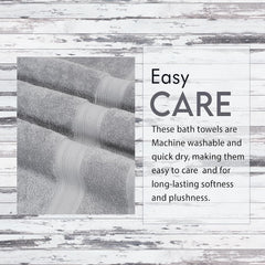 Ambra Linens Highly Absorbent 100% Cotton Bath Towel 500 Gsm | Soft & Plush All Seasons Use, Large, Everyday Use, Durable (4 Pcs) -Light Grey