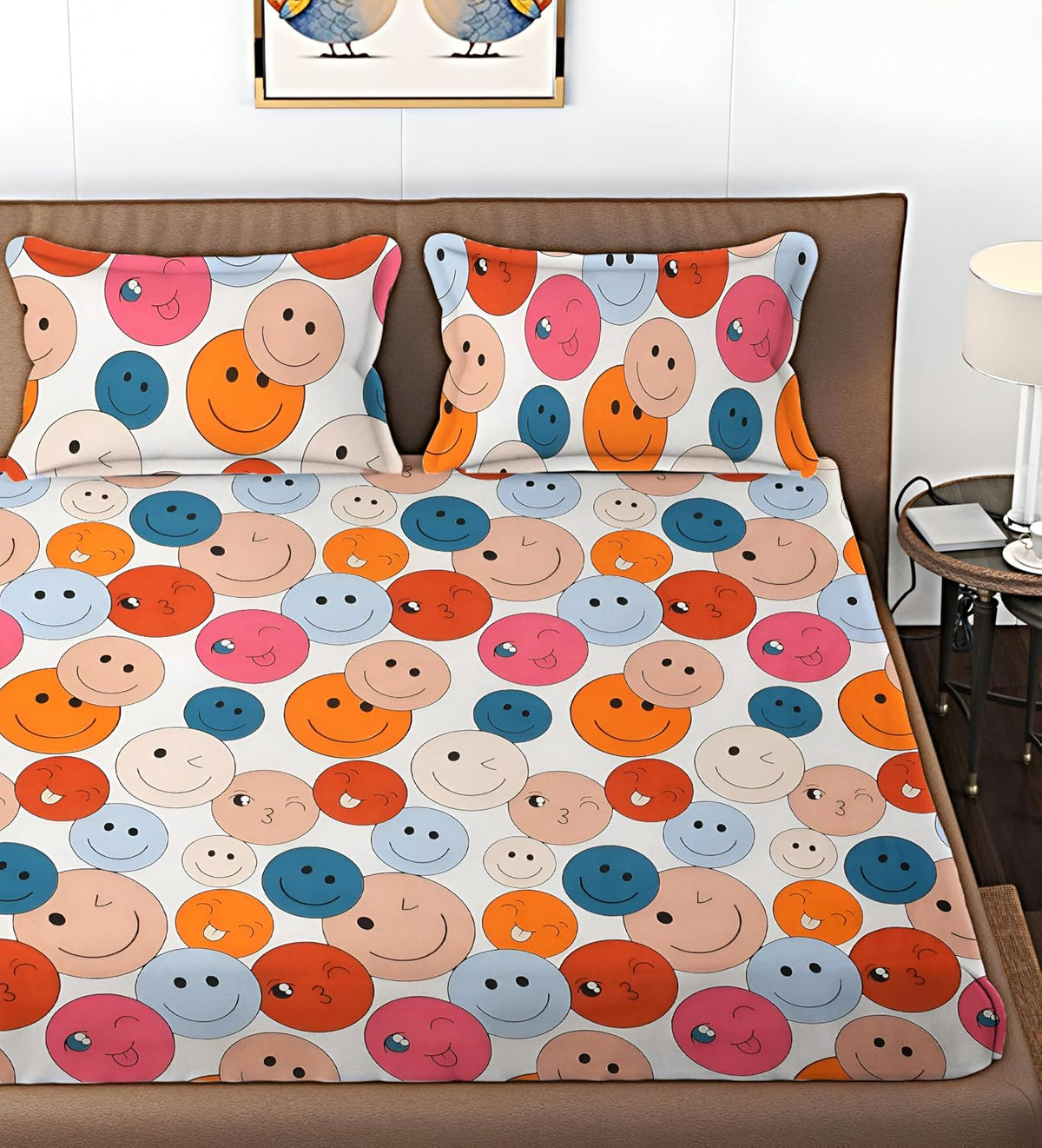 Cotton Bedsheet For King Size With 2 Pillow Cover (90 X 90 Inches) Multicolor | Long-Lasting & Luxuriously Soft | 210 Thread Count Bedsheet