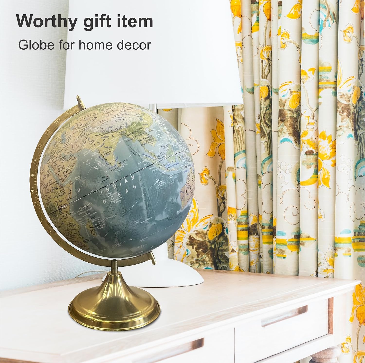 Physical Map Globe 12 Inch For Kids & Student Learning, Home Decor, Office Table, Educational Toy, Gift, Showpiece, For Students Learning, Green, Pack Of 1