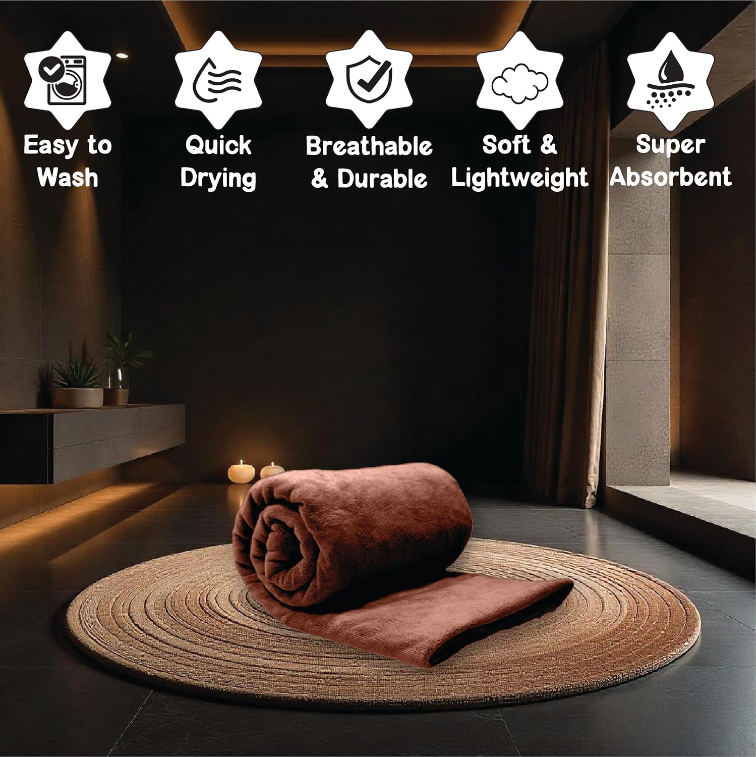 Housse Premium Microfiber Bath Towel 550 Gsm | Extra Large Quick Dry Towels Super Soft Plush | Ultra Absorbent For Home, Swimming, Sports, Travel (Caramel Cafe)