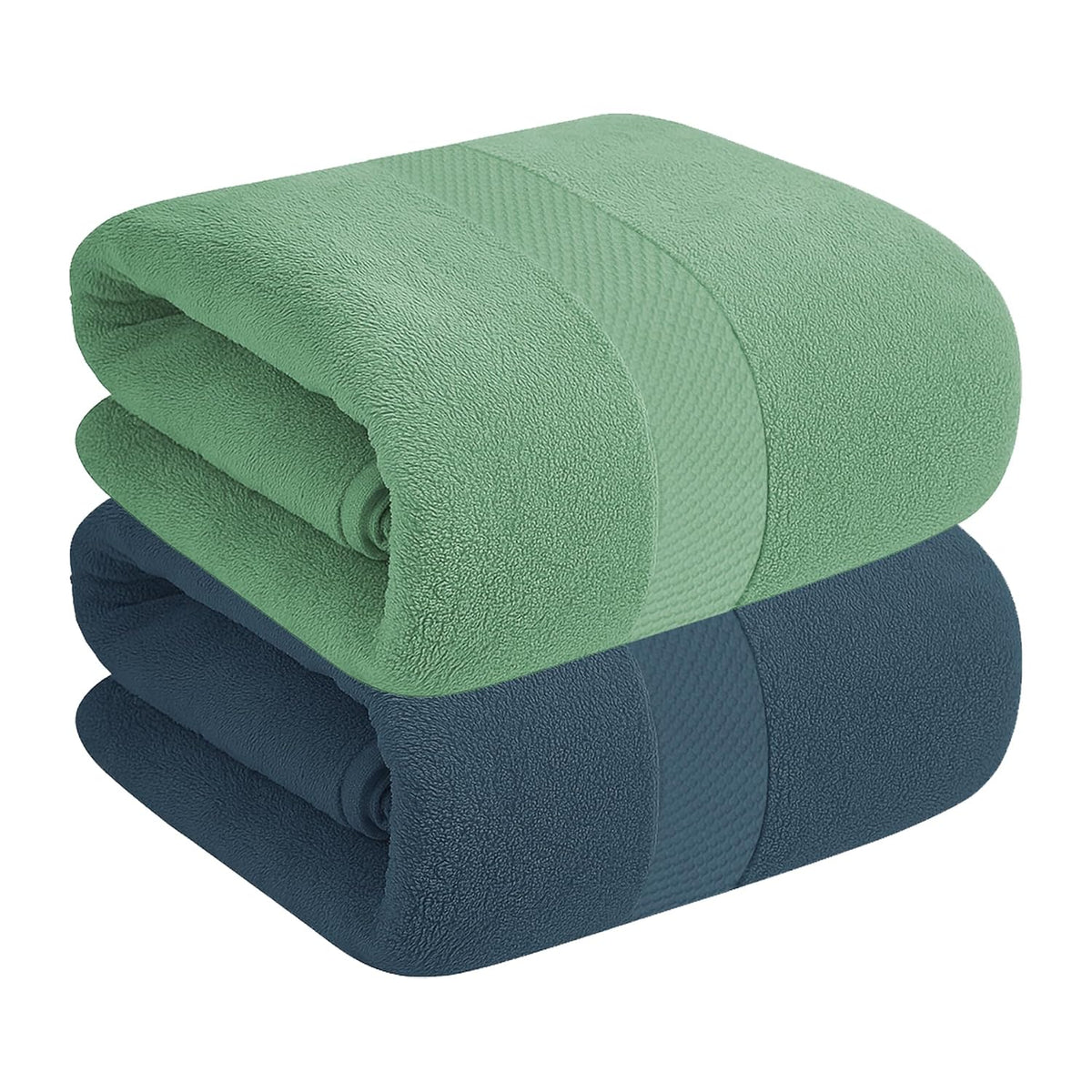 House Of Terry 100% Cotton Bath Towel 900 Gsm | Quick Dry, Soft & Absorbent, Fade-Resistant, Skin-Friendly For Men & Women Towel (Oslo Blue & Green) - Pack Of 2