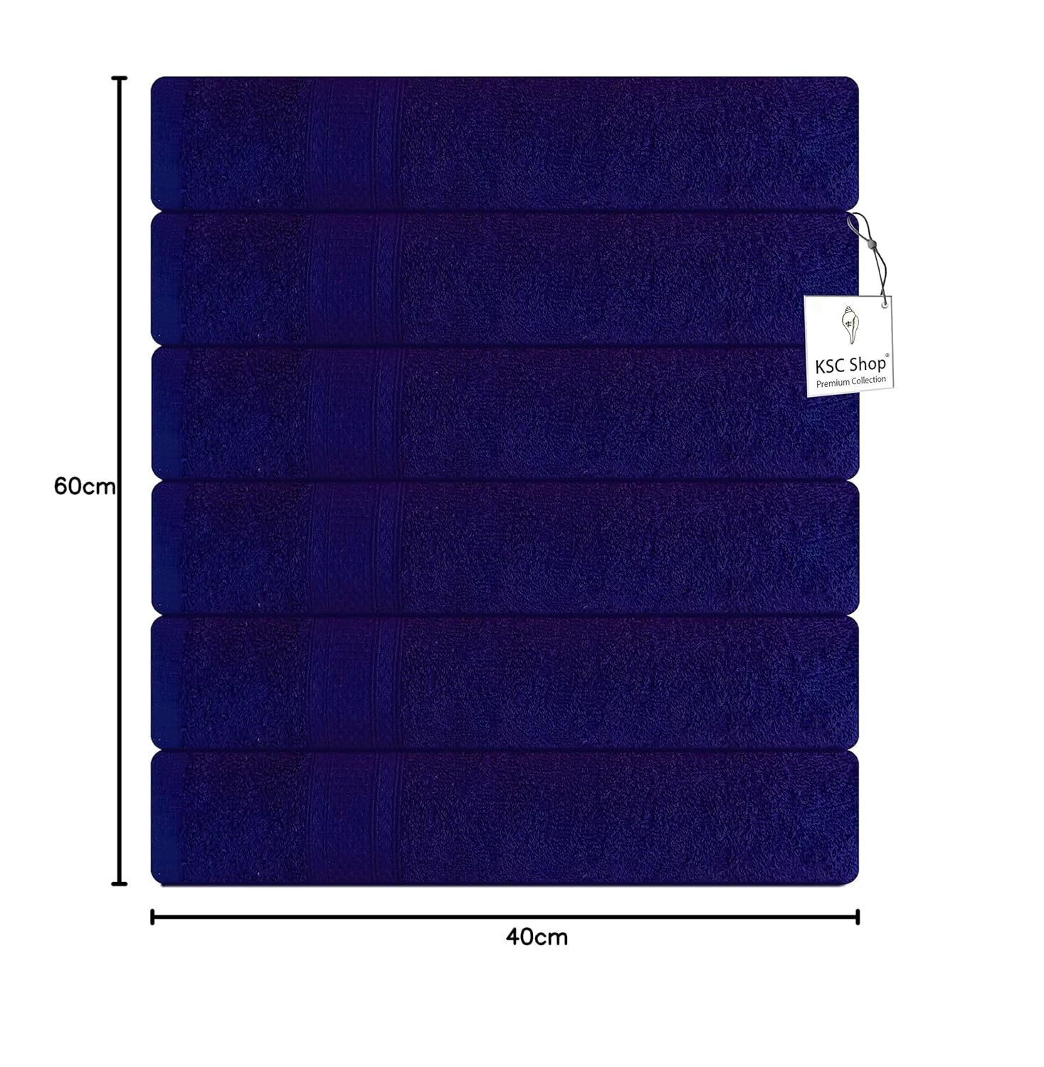 Ksc Shop Royal Cotton Hand Towel 750 Gsm - Set Of 6 (Navy Blue)