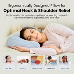 Cervical Pillow, Ventilated Cooling Gel Memory Foam Pillow, Grey - King Size | Orthopedic Pillow Neck Support Pillow For Sleeping, Neck & Shoulder Pain, Durable, Long Lasting - Pack Of 1
