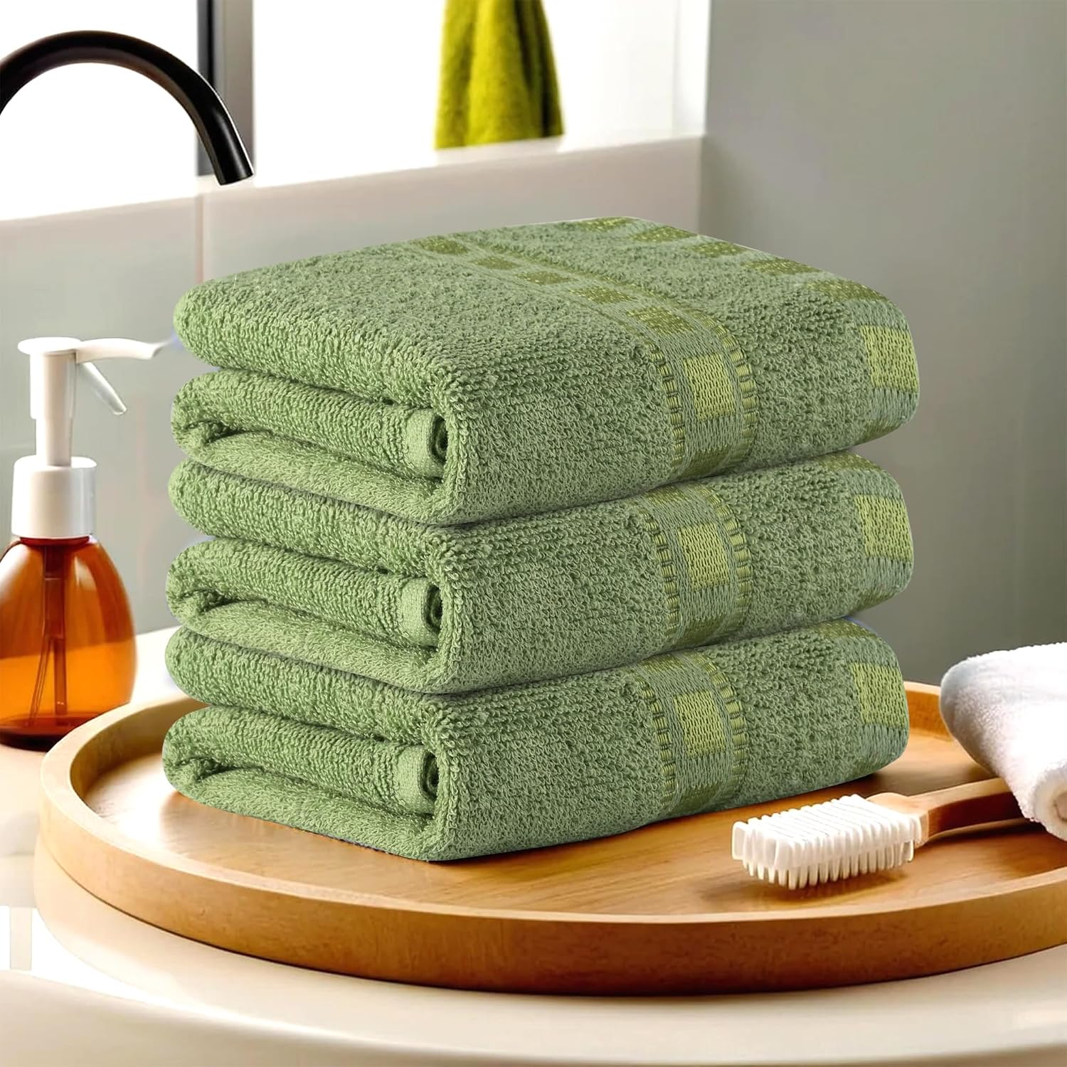 Kuber Industries Cotton Hand & Face 200 Gsm | Easily Washable Workout Gym Napkins For Men - Green (Pack Of 3)