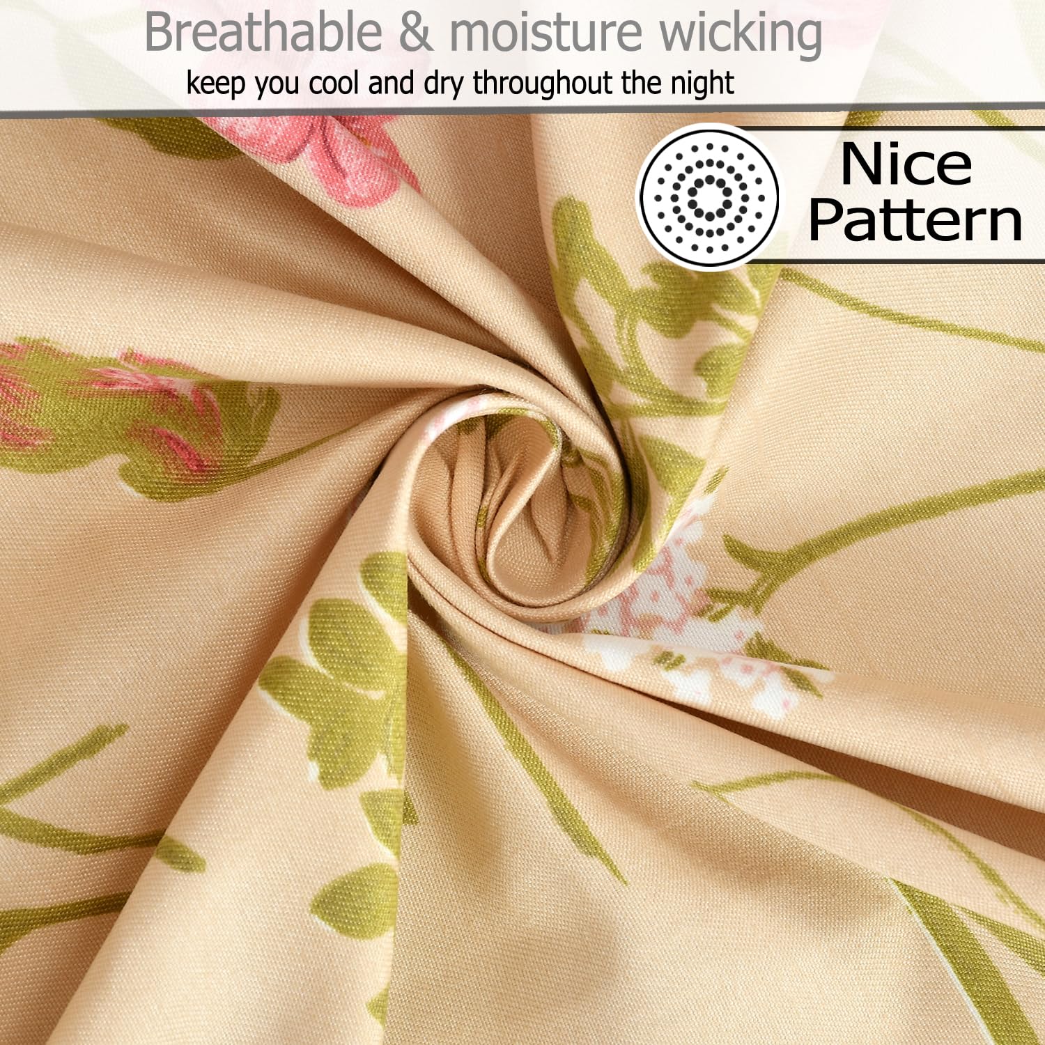 Soft Cotton Single Size Bedsheet With 1 Pillow Cover | 60 X 90 Inches, Beige | Anti-Fade Printed Design | 200 Thread Count