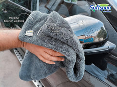 Softspun Microfiber Cloth Towel 400 Gsm | Extra Thick Microfiber Cleaning Cloths Perfect For Bike, Auto, Cars Both Interior & Exterior (Grey)- Pack Of 1
