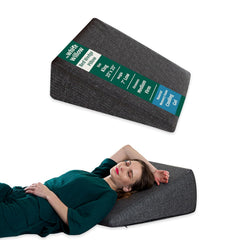 Bed Wedge Pillow Cushion, For Back Support & Sleeping, Black, Large King Size - 20 L X 20 W X 7 H Inch | For Acid Reflux, Post Surgery, Leg Elevation, Gel Memory Foam Pillow With Cover
