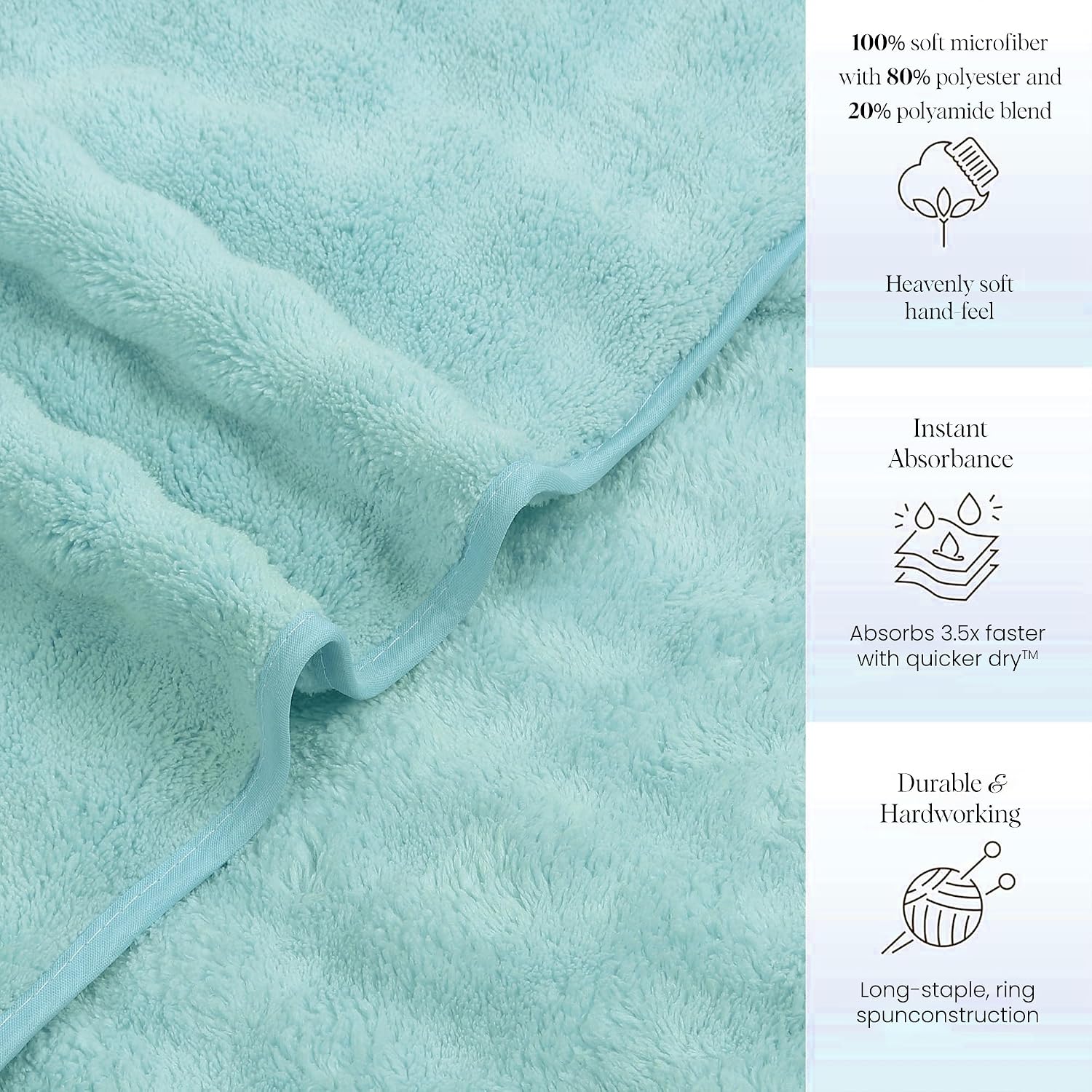 Enrich Homes Microfiber Bath Towels 450 Gsm | Large Size Super Soft Towel For Women & Men (Light Green)- 1 Pcs