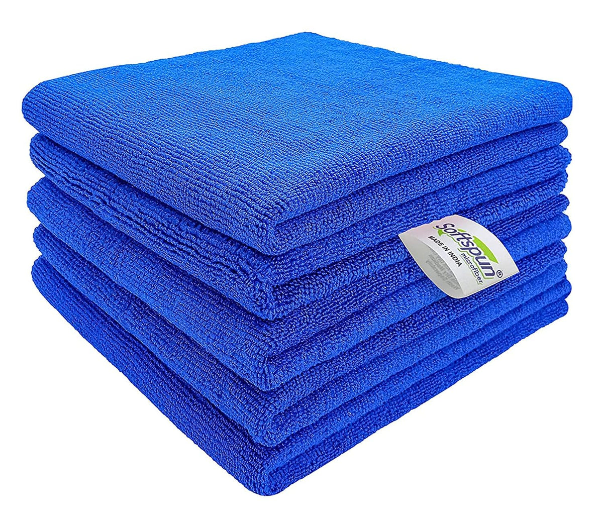 Softspun Microfiber Cleaning Cloths Towel 300 Gsm | Thick Lint & Streak-Free Multipurpose Cloths Automotive Microfibre Towels For Car, Bike Cleaning Polishing Washing Pack Of 5 (Blue)