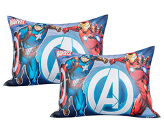 Cotton Marvel Avengers Print Pillow For Kids, Ideal For Boys & Girls, Sky Blue - 12x18 Inches | Super Soft Pillow Filler For Sleeping & Traveling | Suitable For All Sleepers - 2 Pcs