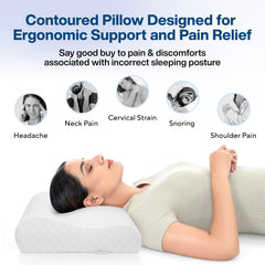 Cervical Pillow For Neck Pain, Cool Gel Memory Foam Pillow - 18 X 11 X 3.5 Inch | Orthopedic Neck Support Pillow For Sleeping, Neck & Shoulder Pain, Standard Size, White Jacquard - Pack Of 1