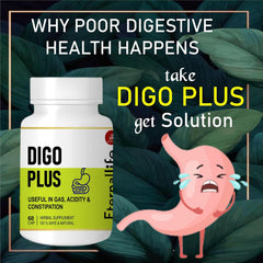 Eternal Life Digo Plus Digestive System Support Supplement Natural Ingredients Acidity Remedy Gastrointestinal Health Relief From Digestive Discomfort Constipation Aid | 60 Capsules, 100gm 0.2lbs