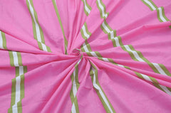 144 TC Double Bedsheet For Queen Size With 2 Pillow Covers - 88 X 96 Inches, Pink & Green | Printed Stripes | Perfect Gift For Anniversary, Wedding