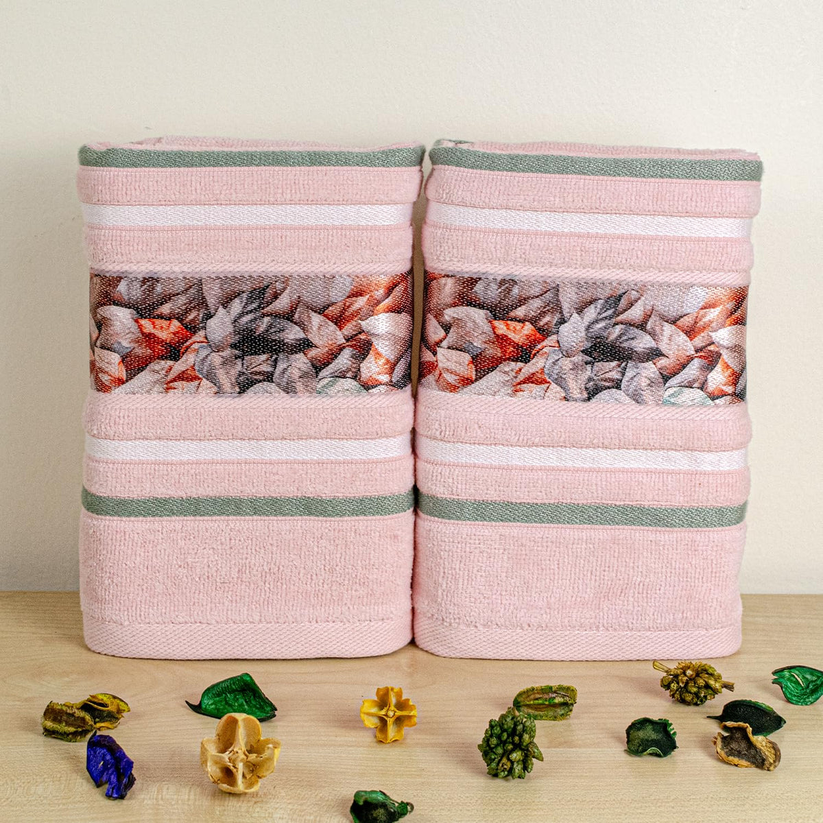 Rangoli 100% Cotton Hand Towel 450 Gsm | Hanging Towel Soft, Luxury & Highly Absorbent Towels Fade Resistant & Multipurpose Hand Towels (Peach) - Pack Of 2