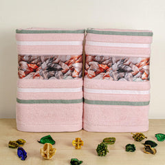 Rangoli 100% Cotton Hand Towel 450 Gsm | Hanging Towel Soft, Luxury & Highly Absorbent Towels Fade Resistant & Multipurpose Hand Towels (Peach) - Pack Of 2