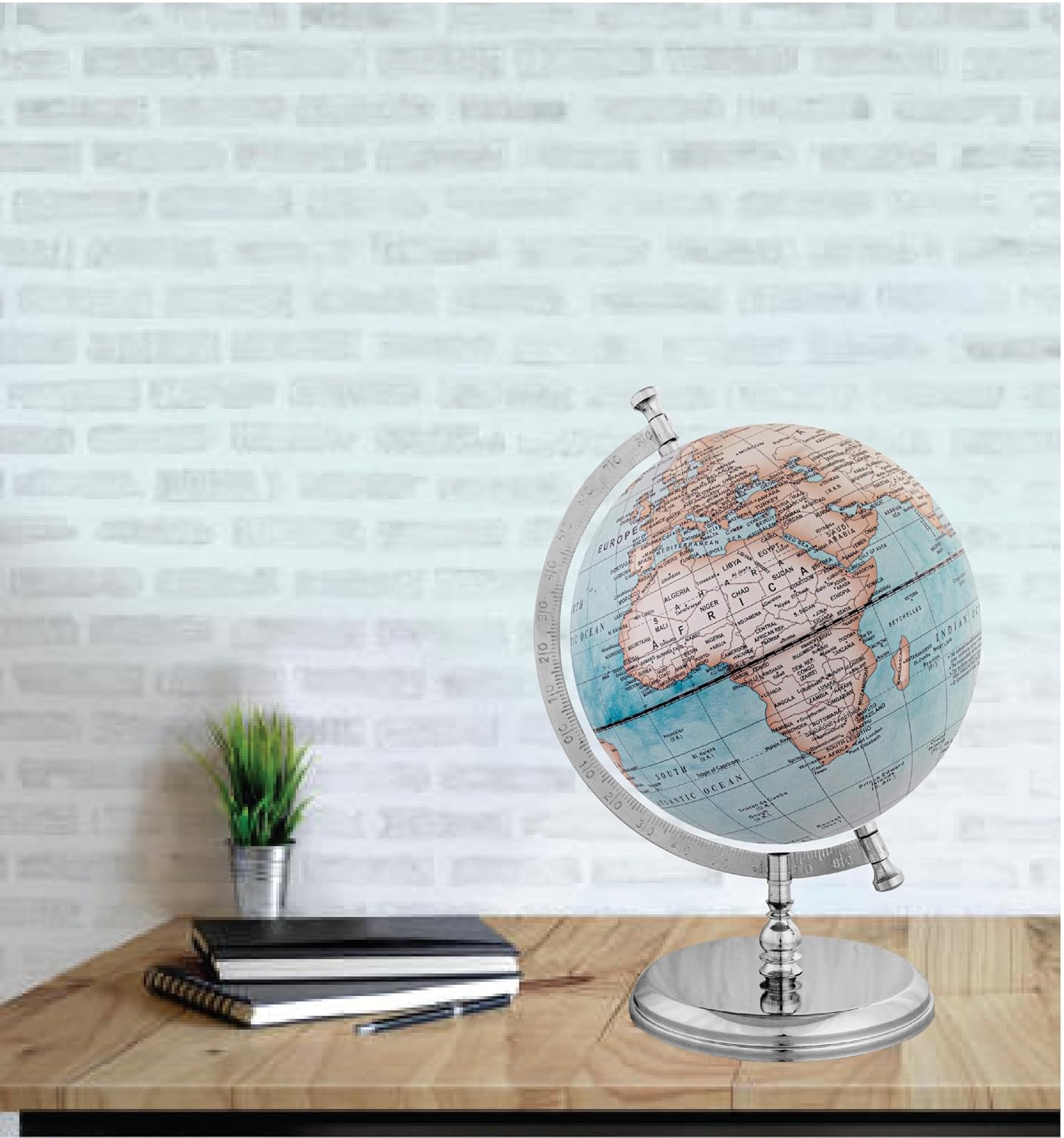 Prime Single Joint Globe, Dia 25 Cm (10 Inch) Height 33 Cm (13.2 Inch) With Metal Arc & Base | Educational & Decorative Globe, Pack of 1