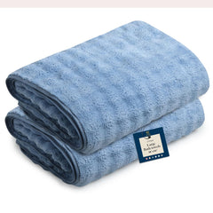 Enrich Homes Microfiber Bath Towels 900 Gsm | Large Size Super Soft Towel For Women & Men (Light Blue)- 2 Pcs