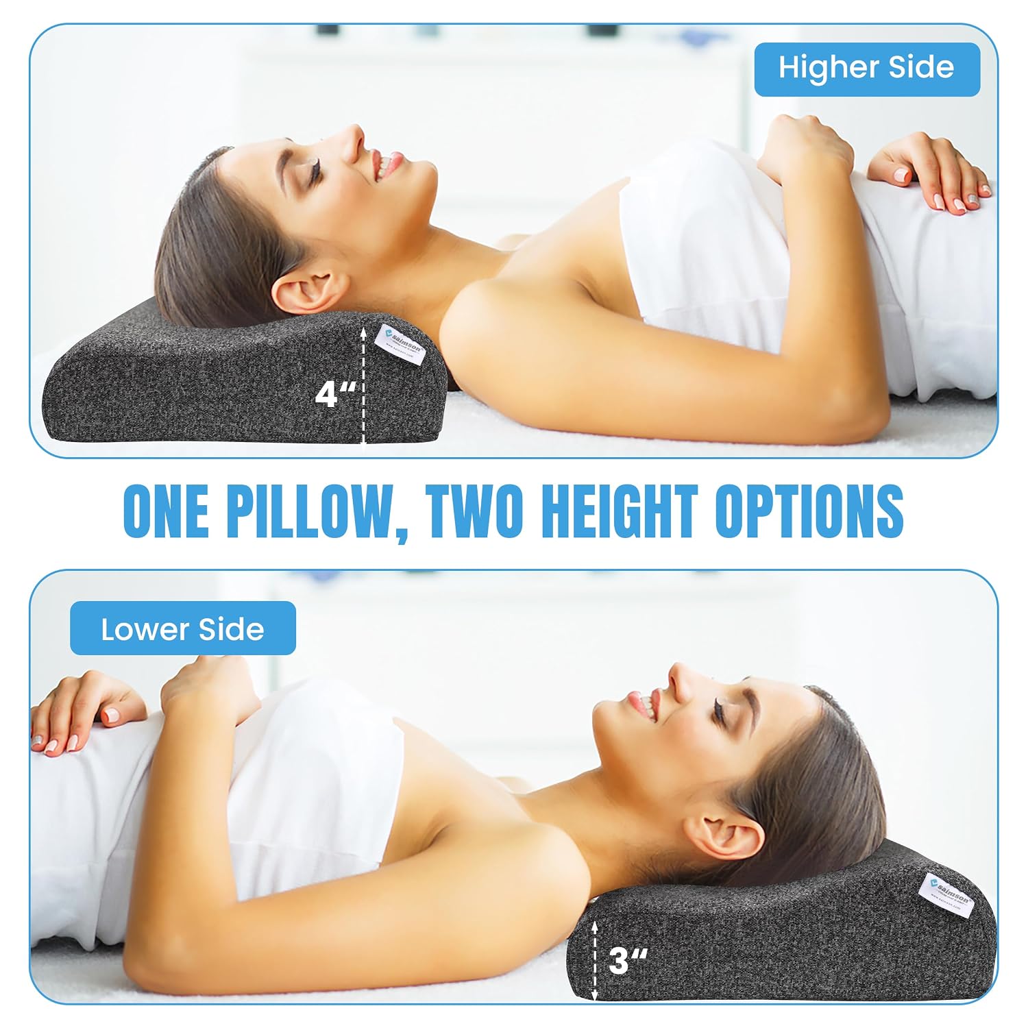 Contour Cervical Memory Foam Pillow, Orthopedic Pillow For Pain Relief, Grey - 12 X 20 Inch | Pillow For Neck & Shoulder Pain | Cervical Pillow For Neck Pain & Spinal Alignment - 1 Piece