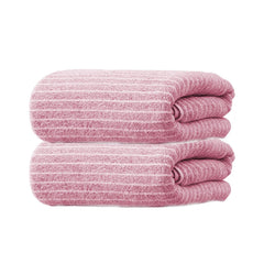 Black Gold The Finer Touch Microfiber Striped Hand Towel 400 Gsm | Soft & Quick Dry, Lightweight & Absorbent Face Towel (Pink) - Pack Of 2