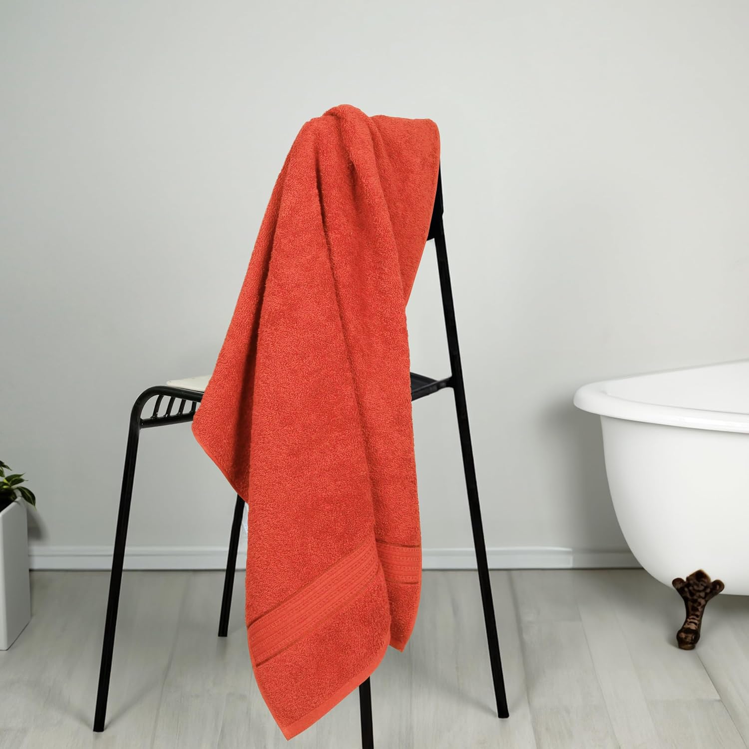 Mytrident 100% Cotton Home Essential Bath Towels Small Size 450 Gsm (Red Rust)