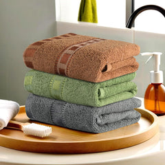 Kuber Industries Pack Of 3 Cotton Hand/Face Towels For Men & Women | Easily Washable | Workout Gym Napkins For Men | Pocket Towel (Grey-Green & Golden)