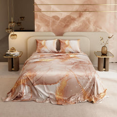 Bedsheet For Super King Size Bed With 2 Matching Pillow Cover - 108 X 108 Inches, Champagne & Gold | Ideal For Healthy Skin & Hair | 100% Premium Fabric Is Lightweight, Soft & Comfortable