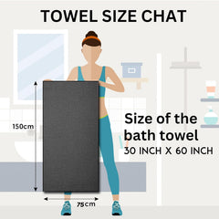 Drape&Luxe Gen-Z Towel Premium Waffle Cotton Bath Towel 600 Gsm | Super Soft & High Absorbency Towel, Quick Drying Large Size Towels (Black) - Pack Of 1