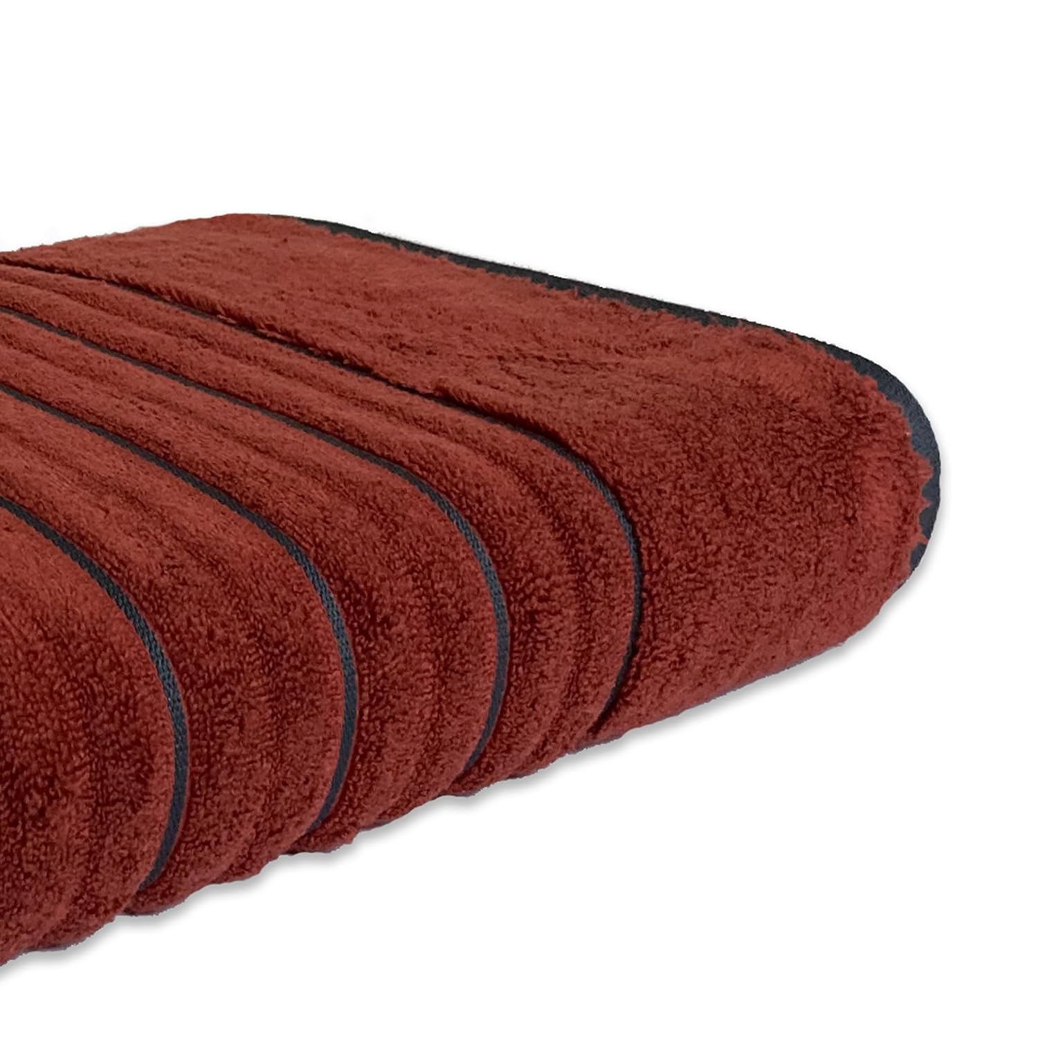 Spaces 100% Cotton Bath Towel 600 Gsm | High Loft Ribbed Texture High Absorbency Cotton Bath Towels (Burnt Orange)