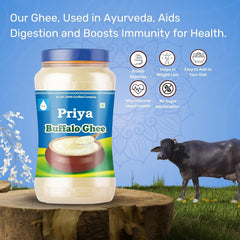 Organic Buffalo Ghee By Priya | Good Source Of Vitamin A, Delicious & Nutritious Healthy Desi Ghee Perfect For Body Health | (1 Litr) 33.8 Ounce | Jar Pack