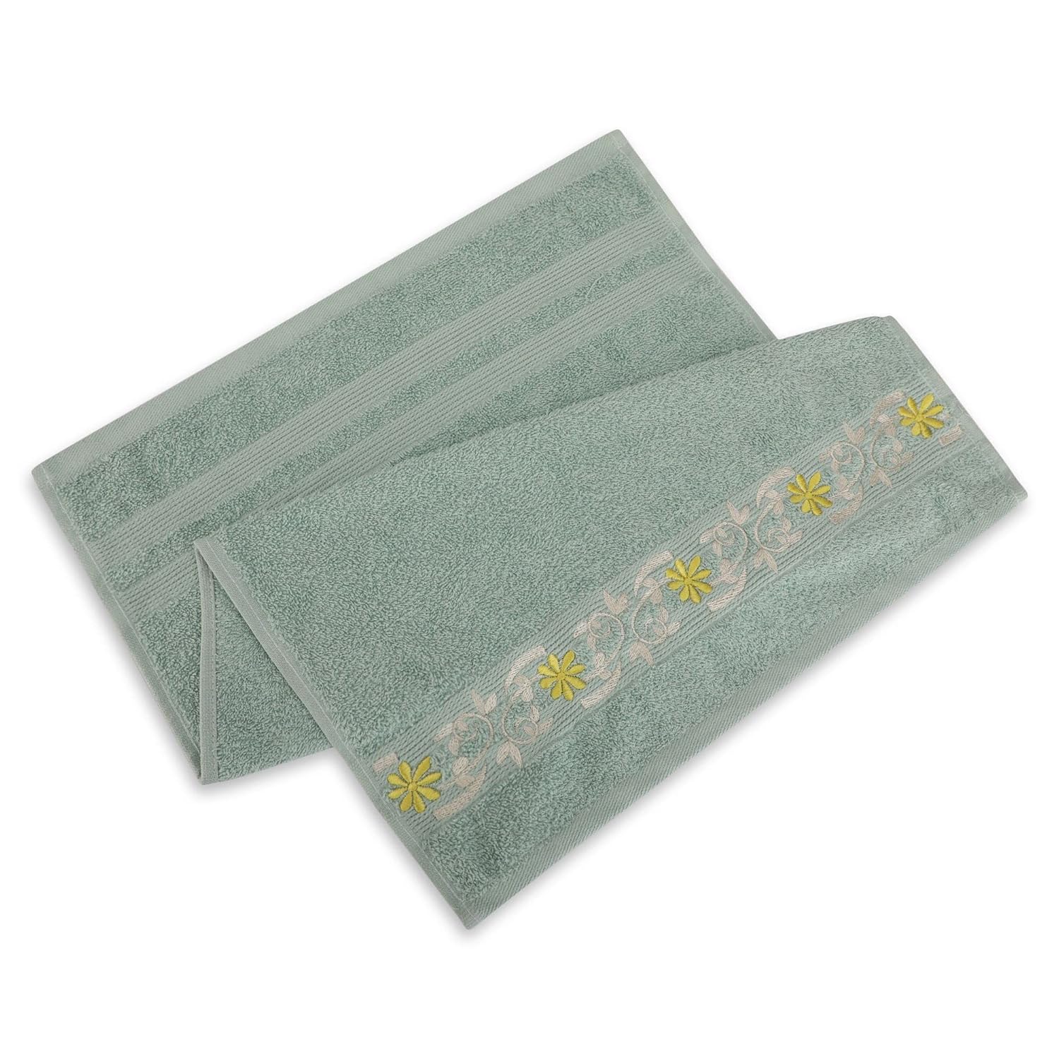 Lush & Beyond Cotton Embroidered Hand Towel 400 Gsm (Teal) - 2 Piece