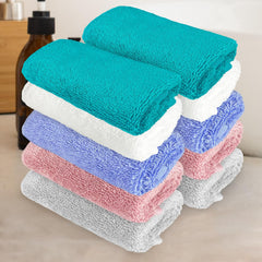 Heelium Bamboo Face Towel 1200 Gsm | Ultra Absorbent & Odour-Free 3x Softer Than Cotton Towels | Pack Of 10 -Teal, White, Iris, Peach & Light Grey
