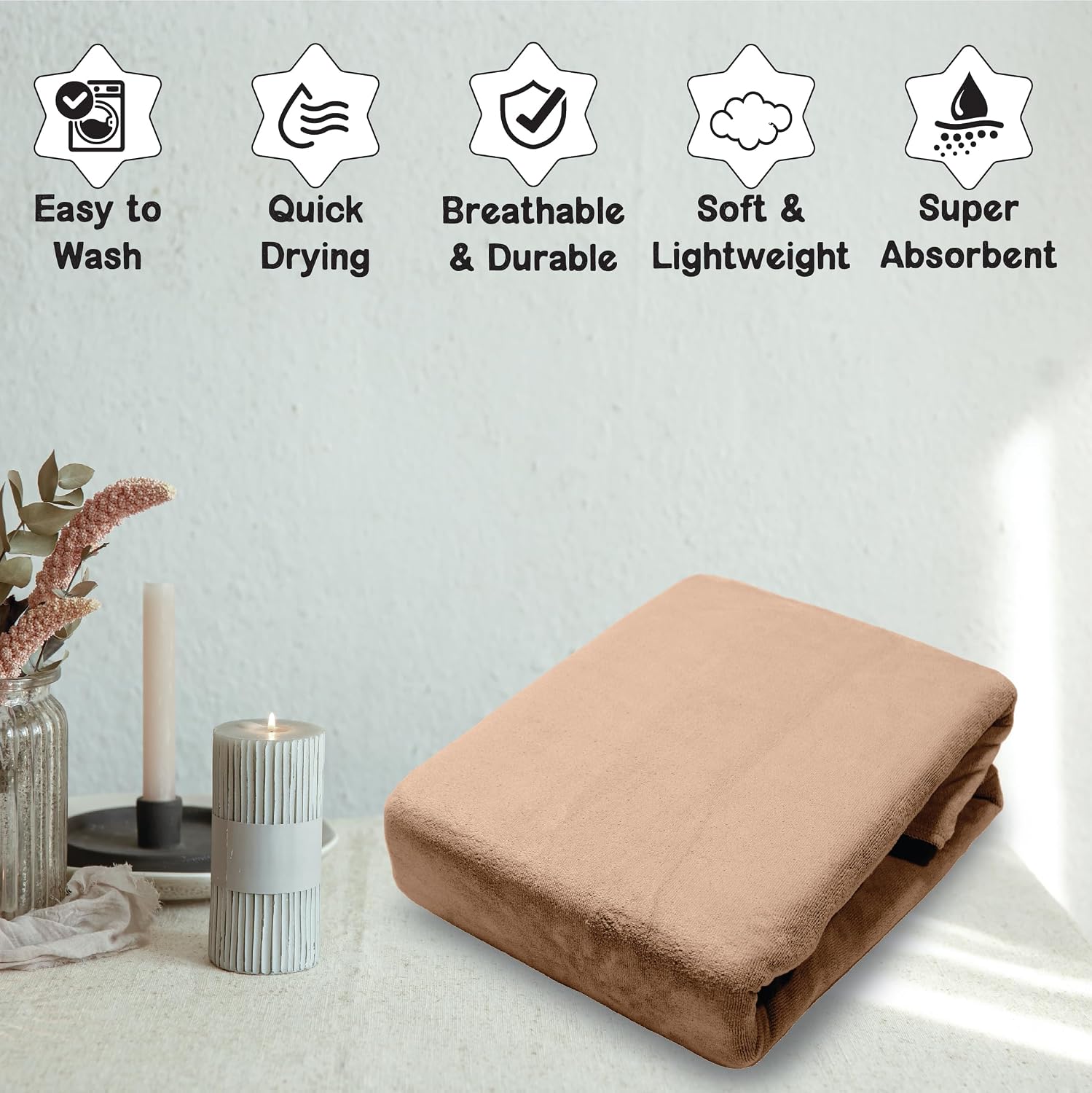 Housse Premium Microfiber Bath Towel 550 Gsm | Extra Large Quick Dry Towels For Women & Men | Super Soft Plush | Ultra Absorbent For Home Swimming Sports & Travel (Sandrift)