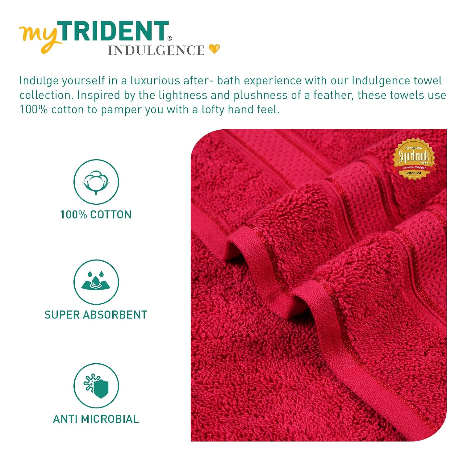 Mytrident Indulgence Collection Hand Towel 400 Gsm | 100% Cotton For Men & Women Hand Towel - Blood Red (Pack Of 2)