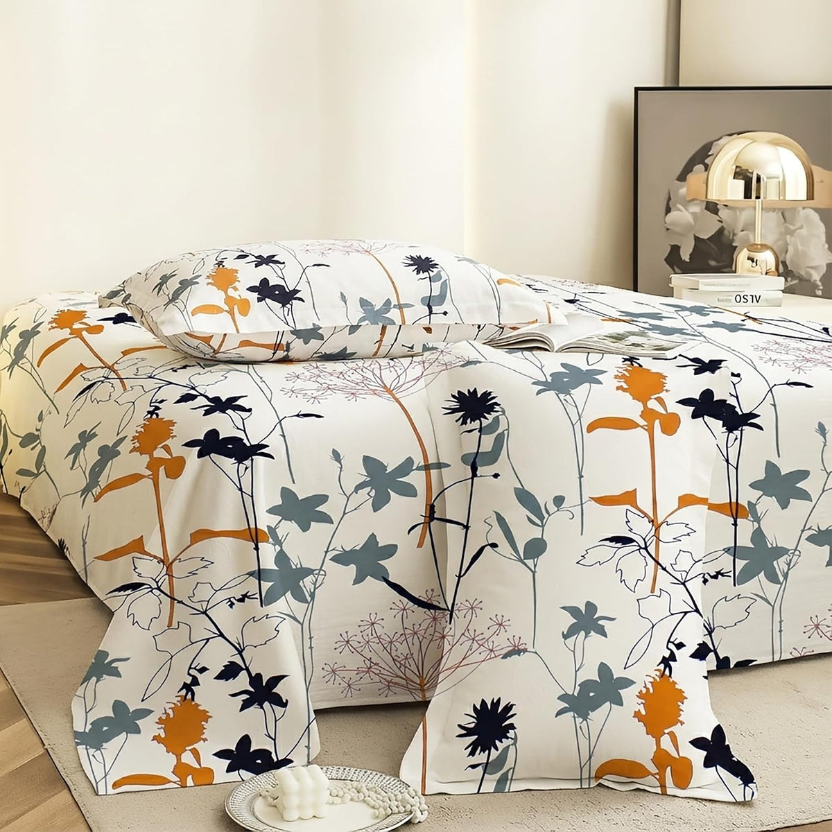 100% Cotton Elastic Fitted Double Bedsheet For Queen Size 2 Pillow Cover - 88 X 100 Inches, White | Perfect For Festive Gifting | Durability & Long-Lasting Use