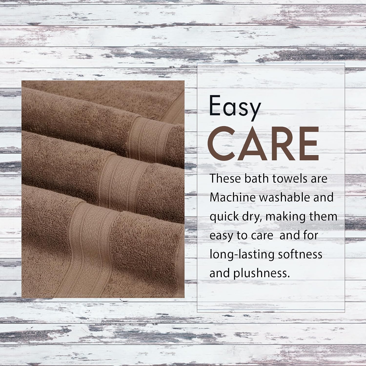 Ambra Linens 100% Cotton Bath Towel 2 Kg | Soft & Plush Highly Absorbent Large, Everyday Use, Durable Bath Towel (Brown) - 4 Pcs