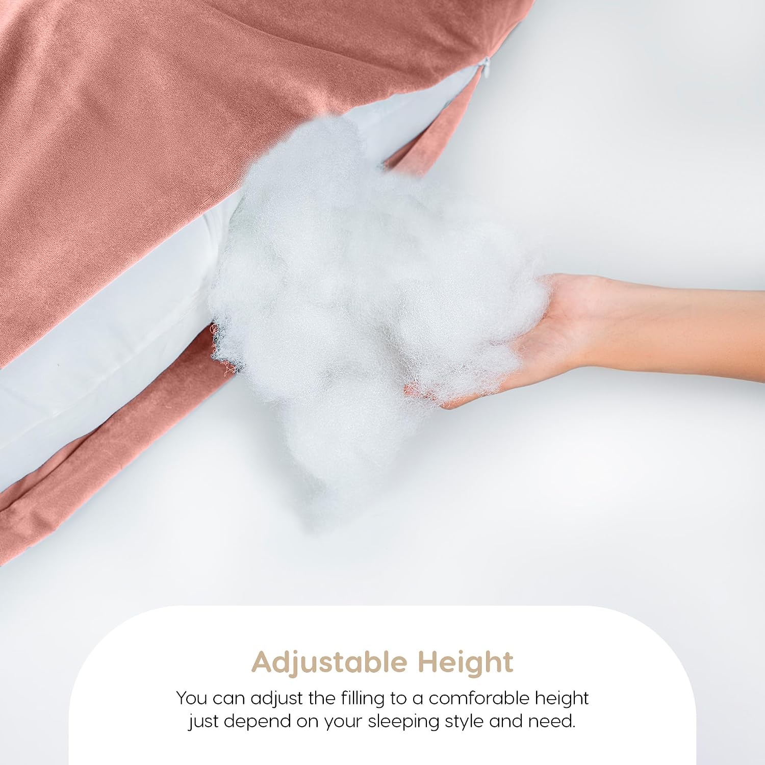 Microfiber Body Side Pillow For Sleeping For Pregnancy, Peach - 53 X16 Inch | Long Cuddle Pillow For Hugging, Relaxing, Washable, Premium Velvet Outer Cover With Zip, Adjustable Pillow