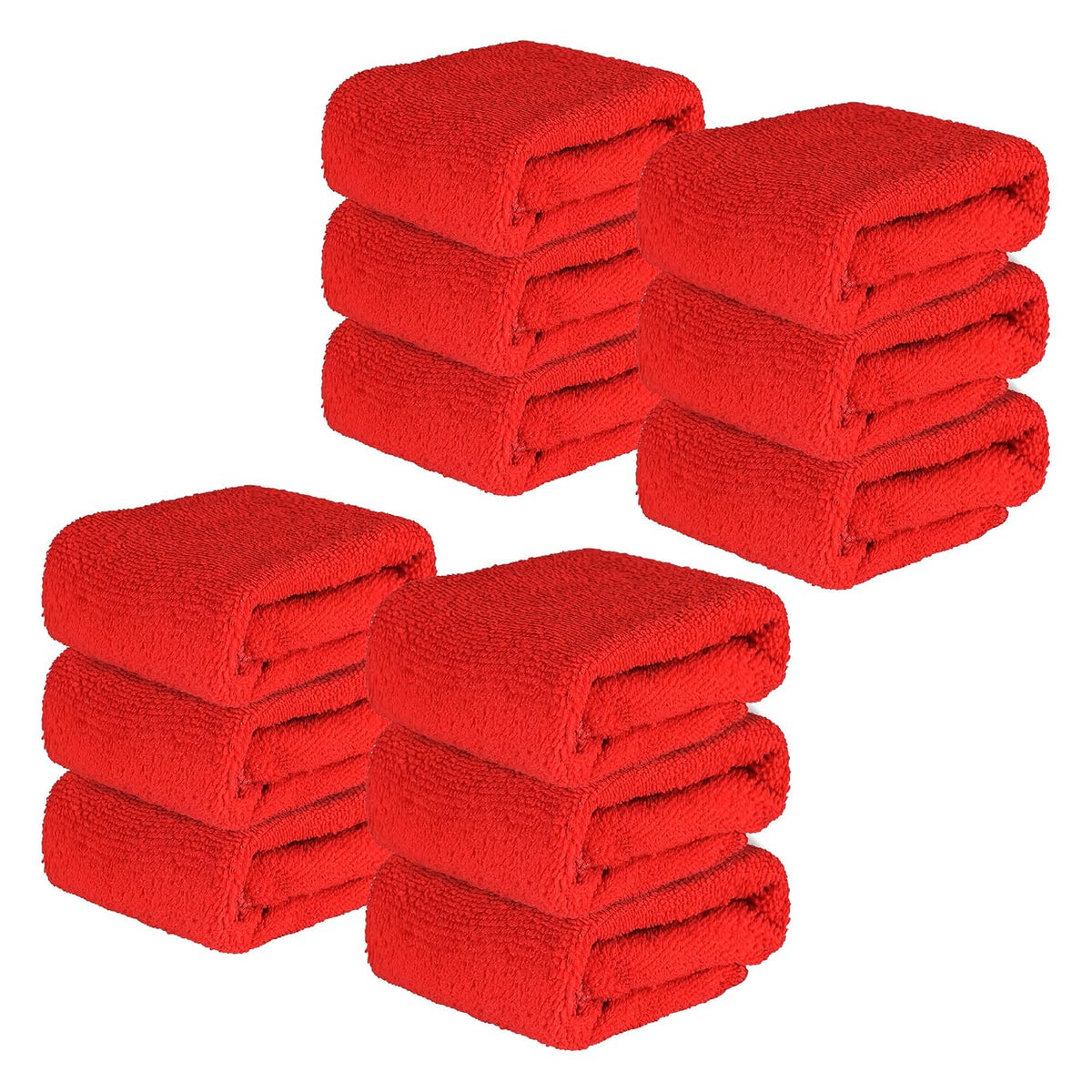 Kuber Industries Super Absorbent & Reusable Microfibre Face Towel 1300 Gsm (Plain Red) - Pack Of 12