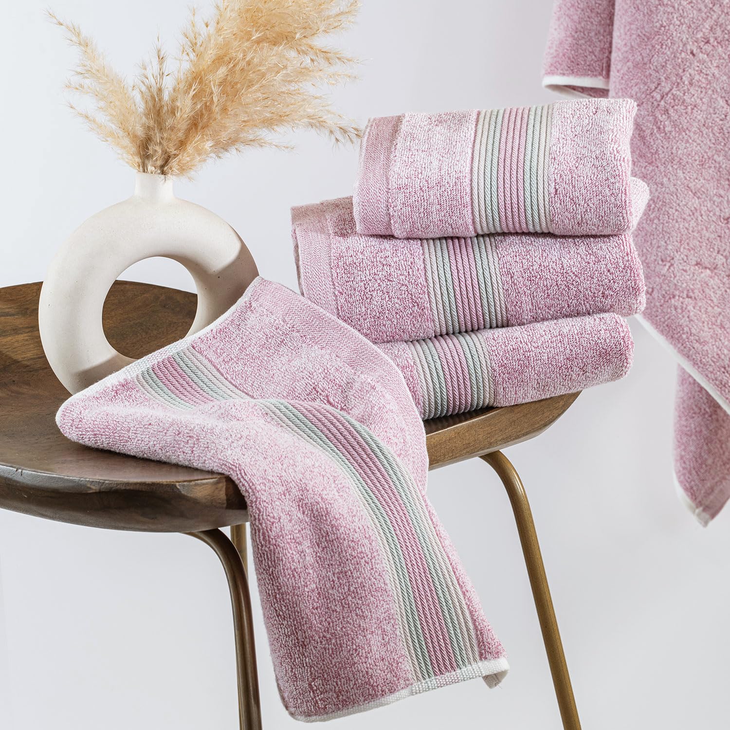 Spread Spain Water & Soil Hand Towel 500 Gsm | Luxurious Blend Of Cotton & Bamboo Fiber Hand Towel Ultra-Absorbent, Quick-Drying & Skin-Friendly (Pink) - Pack Of 2