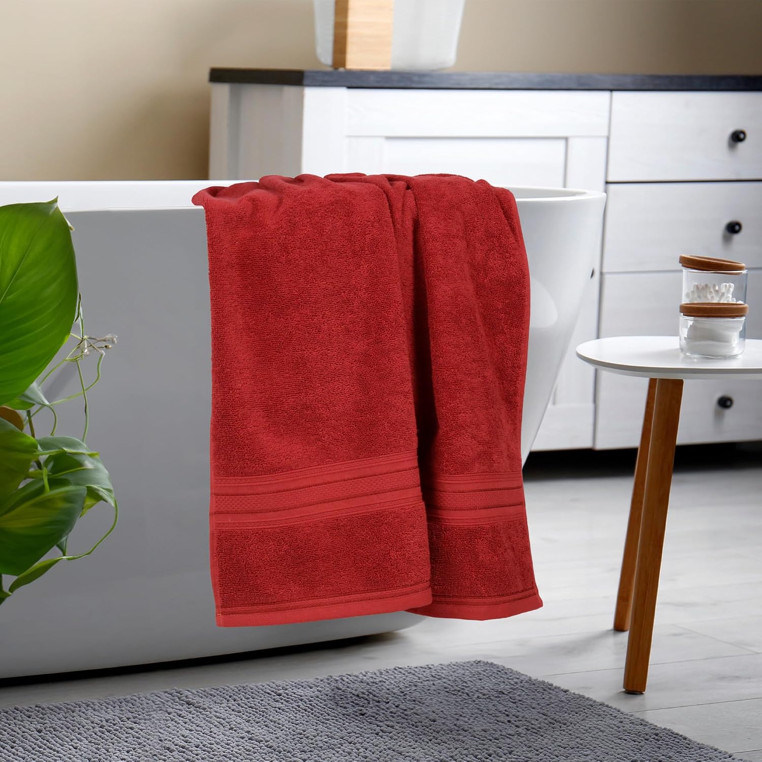 Mytrident Cotton Bath Towel 525 Gsm | For Men & Women Classic Towel 100% Cotton Bath Towel (Raspberry Red)