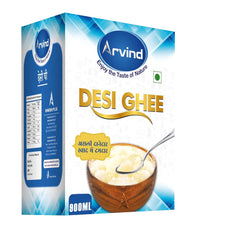 Natural Premium Desi Ghee By Arvind | Rich Aroma For Better Digestion & Immunity Pure Desi Ghee Good For Sweets | (1 Litr) 33.8 Ounce | Box Pack