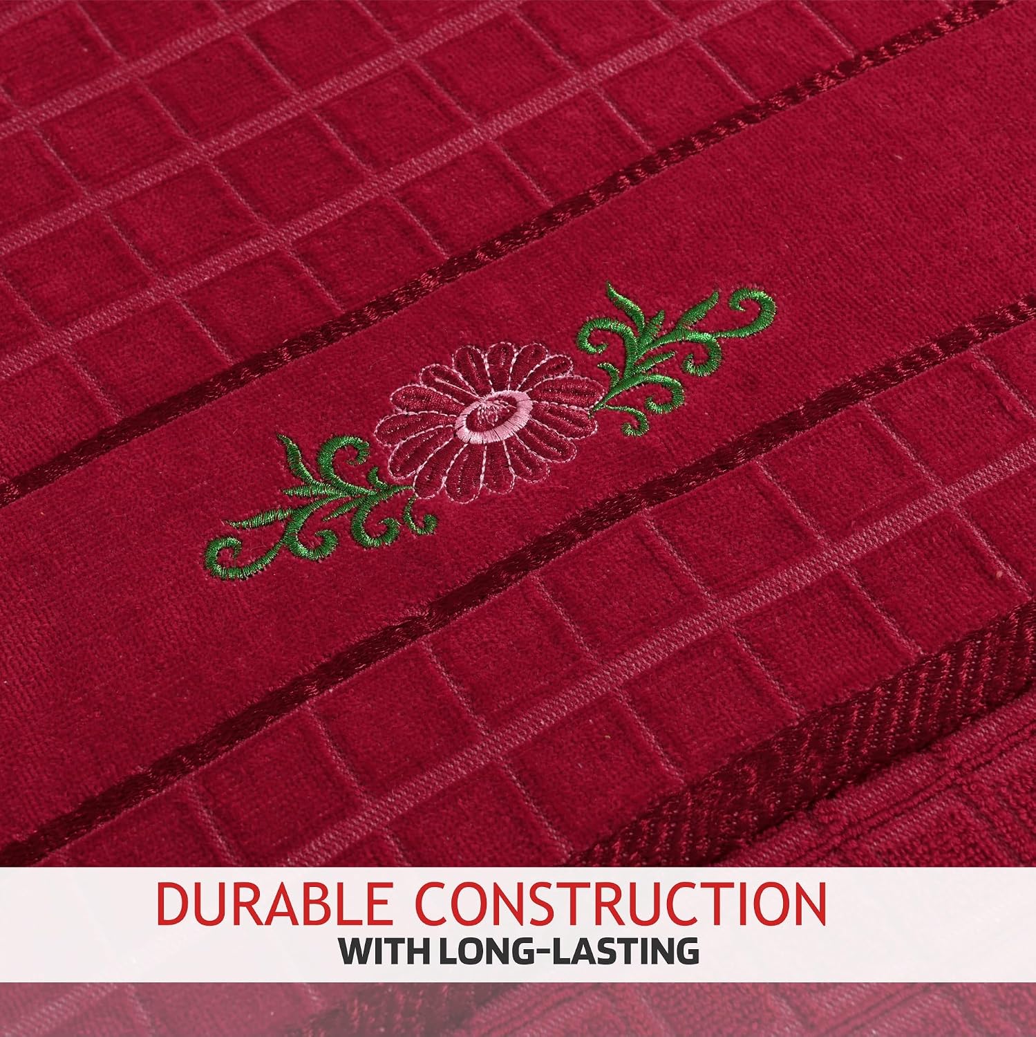 Kuber Industries Rectangle Super Absorbent Bath Towel 500 Gsm | Soft & Comfortable Swimming & Bathing Towels | Gold Flower (Red)- Pack Of 1
