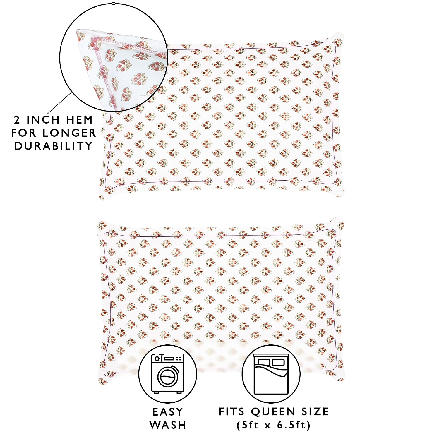1 Piece Microfiber Bedsheet For Double Bed With 2 Pillow Covers - 88 X 98 Inches, Blue & Beige | Cotton Bedsheet, Breathable & Wrinkle Free