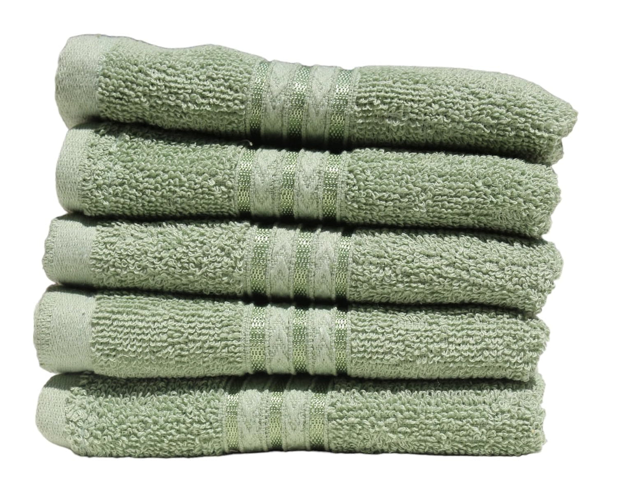 Solance Super Cotton Hand Towel 1000 Gsm | Ultra Soft & Super Absorbent Hand Towel (Olive Green) - Set Of 5