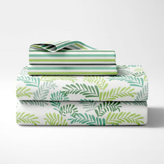 1 Double Bedsheet With 2 Pillow Covers - 88 X 90 Inches, Cream & Green | Light Weight, Suitable For All Seasons & Easy To Wash