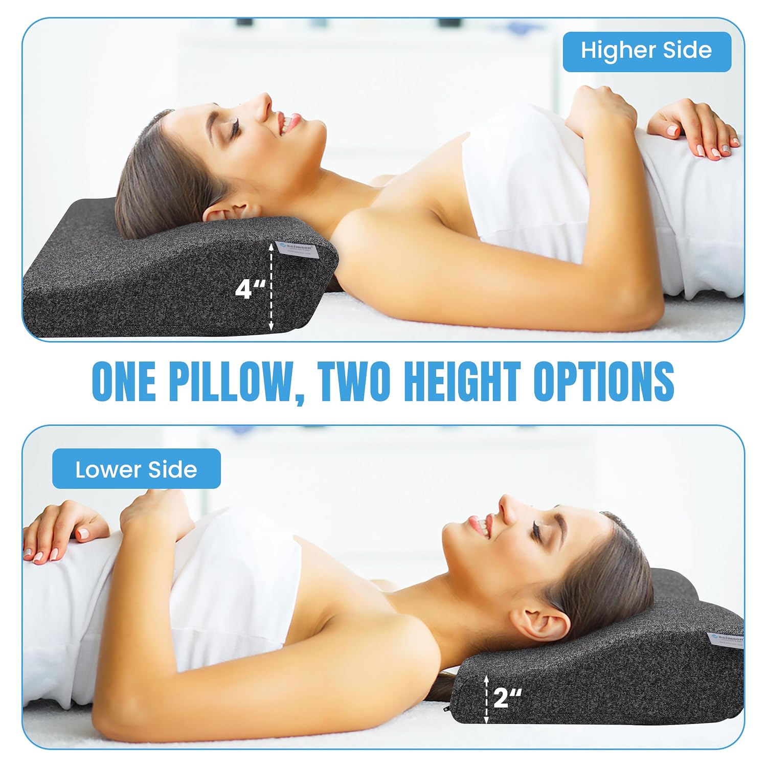 Memory Foam Pillow, Orthopedic Pillow For Neck & Shoulder Pain Relief, Grey - 12 X 20 Inch | Cervical Pillow For Neck Pain & Spinal Alignment, Lightweight, Removable Cover - Pack Of 1